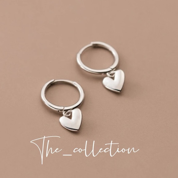 STERLING SILVER HEART EARRINGS - Picture 3 of 4